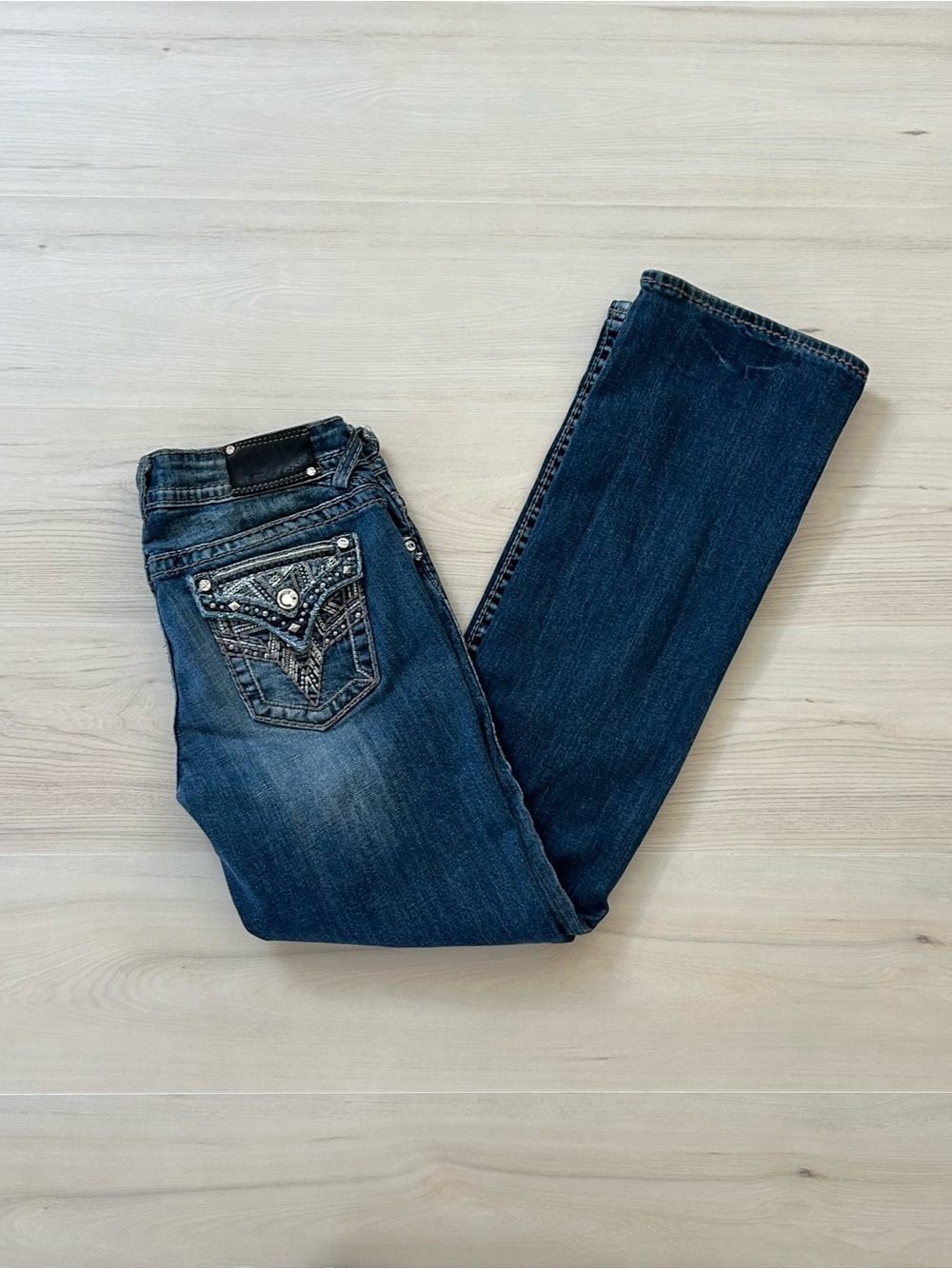 vigoss studded rhinestone bootcut jeans